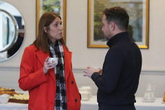 Karen Sweeney of BlueBird Care with Lexi Halliday of Halliday Cars, Bushmills at the annual Bank of England briefing held at the Roe Park Hotel Limavady hosted by Causeway Chamber of Commerce.       08 Chamber BoE 2023