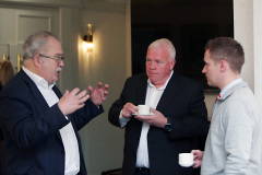 Ian Donaghy of IDS Accounting with David Boyd of Roadside Garages and James Kilgore President of Causeway Chamber of Commerce at the annual Bank of England briefing held at the Roe Park Hotel Limavady.    11 Chamber BoE 2023