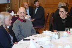 Claire Wilson of the Nationwide Building Society with Glenn Murray and Gail Ritchie of  the Bank of Ireland at the Bank of England briefing held at the Atlantic Hotel Portrush. 06 BoE 2022