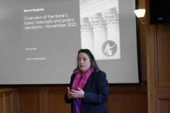 Bank of England Agent Frances Hill addressing Causeway Chamber of Commerce members at the Bank of England briefing held at the Atlantic Hotel Portrush.  11 BoE 2022