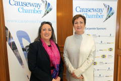 Bank of England Agent Frances Hill  with Causeway Chamber of Commerce President Ann-Maire McGoldrick at the Bank of England briefing held at the Atlantic Hotel Portrush. 12 BoE 2022