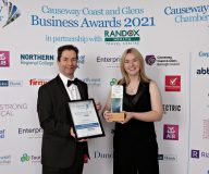 Best Young Person in Business presented by Mel Higgins, Northern Regional College to winner Laura McIlveen of Laura McIlveen Photography at the Causeway Chamber of Commerce Awards 2021.  10 Chamber Awards 2021