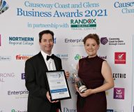 Highly Commended Best Young Person in Business presented by Mel Higgins, Northern Regional College to Connie Burns of Spin Club at the Causeway Chamber of Commerce Awards 2021.   11 Chamber Awards 2021