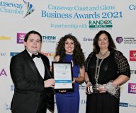 Causeway Chamber of Commerce Awards 2021 Highly Commended Family Business of the Year presented by Aaron O'Neill of Firmus Energy to Crindle Stables.   16 Chamber Awards 2021