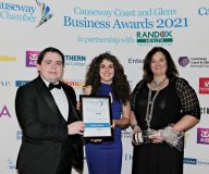 Causeway Chamber of Commerce Awards 2021 Highly Commended Family Business of the Year presented by Aaron O'Neill of Firmus Energy to Crindle Stables. 16 Chamber Awards 2021
