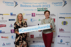 Causeway Chamber of Commerce President Anne-Marie McGoldrick with Hazel Taylor of Abbey Autoline sponsoring Small Business of the Year at the launch of the Causeway Business Awards 2023 ( #causewayawards ) held at the Lodge Hotel.      11 Awards Launch 2023