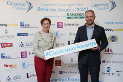 Causeway Chamber of Commerce President Anne-Marie McGoldrick with Eric Cosgrove of Firmus Energy sponsoring the Family Business of the Year award at the launch of the Causeway Business Awards 2023 ( #causewayawards ) held at the Lodge Hotel.      14 Awards Launch 2023