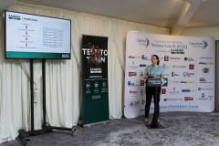Laura Mooney of Headline sponsor Randox Health addressing members of the Causeway Chamber of Commerce at the launch of the Causeway Business Awards 2023 ( #causewayawards ) held at the Lodge Hotel.       25 Awards Launch 2023