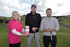 At the Causeway Chamber of Commerce golf outing at Castlerock GC in association with Tara Cunningham of the charity Causeway Coast Dog Rescue and golfers from Turley Legal Dylan Holmes and Michael Wilson. 01 Chamber Golf