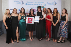 BEST EATERY AWARD goes to Bob & Berts presented by Karen Rainey of sponsor FIRST CHOICE RECRUITMENT at the Causeway Chamber of Commerce Awards 2023 ceremony in partnership with Randox Health held at the Lodge Hotel.     21 Chamber Awards 2023