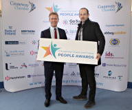 At Portrush Town Hall for the People Awards Launch is Causeway Chamber of Commerce President James Kilgore with Apprentice of the Year award sponsor Luke McCloskey from the NWRC.  08 Chamber People Awards