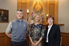 Chamber Conversation at Royal Portrush Golf Club with Gary McNeill Professional and Wilma Erskine General Manager with compere Camilla Long, centre, of Bespoke Communications.   07 Chamber at RPGC