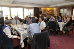 A packed members room for the Chamber Conversation held at Royal Portrush Golf Club with Wilma Erskine General Manager and Gary McNeill Club Professional.   08 Chamber at RPGC