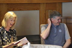 Gary McNeill being interviewed at Royal Portrush Golf Club for the Chamber Conversation with Wilma Erskine General Manager and Gary McNeill Club Professional.     11 Chamber at RPGC