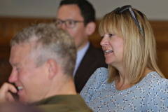 Karen Yates of Taylor Yates  at Royal Portrush Golf Club for the Chamber Conversation with Wilma Erskine General Manager and Gary McNeill Club Professional.      14 Chamber at RPGC