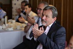 Leo Mullan at Royal Portrush Golf Club for the Chamber Conversation with Wilma Erskine General Manager and Gary McNeill Club Professional.      16 Chamber at RPGC