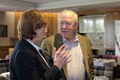 Wilma Erskine chatting with Stephen Chambers Consulting at the Conversation with Wilma Erskine General Manager and Gary McNeill Professional at Royal Portrush Golf Club.   05 Chamber at RPGC