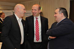 Colin Christie of the Seacoya Group with John Paul Coleman, Treasurer and Aaron Ennis Head of North Business centre at the Lodge Hotel for the Danske Bank's Business Breakfast Economic Review in association with the Causeway Chamber of Commerce.    36Clancy Photography