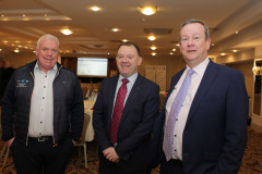 David Boyd of Roadside Garages with Dan Henry of Bensons and Roger Dallas at the Danske Bank Economic Briefing breakfast held at the Lodge Hotel, Coleraine in association with the Causeway Chamber of Commerce.    01 Danske Economic Briefing