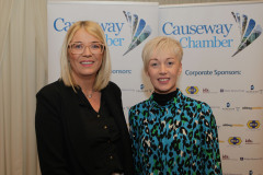 Causeway Chamber's Annette Deighan with Natalie Friel of ABL Insurance at the Danske Bank Economic Briefing breakfast held at the Lodge Hotel, Coleraine in association with the Causeway Chamber of Commerce.    02 Danske Economic Briefing