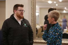 John Walker from Vend Digital with Natalie Friel of ABL Insurance Group at the Danske Bank Economic Briefing breakfast held at the Lodge Hotel, Coleraine in association with the Causeway Chamber of Commerce.     13 Danske Economic Briefing
