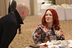 John Turley of Turley Legal with Joanne McLaughlin of the CC&G Council at the Lodge Hotel for the Causeway Chamber of Commerce Business Breakfast in association with Danske Bank.   16 Breafast Danske Bank