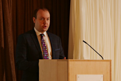 Conor Lambe Chief Economist Danske Bank speaking at the Causeway Chamber of Commerce Business Breakfast in association with Danske Bank.     22 Breafast Danske Bank