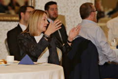 Putting questions to the speakers at the Causeway Chamber of Commerce Business Breakfast in association with Danske Bank.     27 Breafast Danske Bank