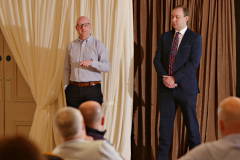 Danske Bank's Chris Martin and Conor Lambe taking questions at the Causeway Chamber of Commerce Business Breakfast in association with Danske Bank.     28 Breafast Danske Bank