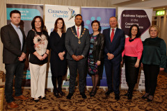 Sponsors and speakers at the GDPR conference held at the Lodge Hotel are Philip Bain of Shredbank, Causeway Enterprise Agency CEO Jayne Taggart, Claire Wilson of Edwards and Co, Causeway Chamber of Commerce President Anthony Newman, Ann-Maire McGoldrick of MCG Services Ltd, Roy Toner of Jalaro Associates, Lisa McCaul of the Ulster Bank and from Causeway Coast and Glens Council Joanne McLaughlin. 02 GDPR