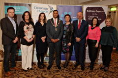 Sponsors and speakers at the GDPR conference held at the Lodge Hotel  are Philip Bain of Shredbank, Causeway Enterprise Agency CEO Jayne Taggart, Claire Wilson of Edwards and Co, Causeway Chamber of Commerce President Anthony Newman, Ann-Maire McGoldrick of MCG Services Ltd, Roy Toner of Jalaro Associates, Lisa McCaul of the Ulster Bank and from Causeway Coast and Glens Council Joanne McLaughlin.    02 GDPR