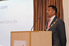 Causeway Chamber of Commerce President Anthony Newman welcoming delegates to the GDPR conference held at the Lodge Hotel. 09 GDPR