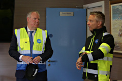 Preparing for a tour of the warehousing Andrew Lynas MD of Lynas Foodservices with Minister of State for N.Ireland Conor Burns at the Lynas' premises at Loughanhill Industrial Estate. 04 Minister at Lynas'