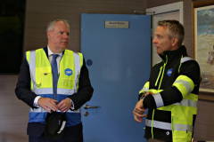 Preparing for a tour of the warehousing Andrew Lynas MD of Lynas Foodservices with Minister of State for N.Ireland Conor Burns at the Lynas' premises at Loughanhill Industrial Estate.   04 Minister at Lynas'