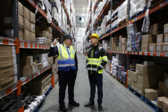 Andrew Lynas MD of Lynas Foodservices with Minister of State for N.Ireland Conor Burns on a tour of the Lynas' premises at Loughanhill Industrial Estate.   07 Minister at Lynas'