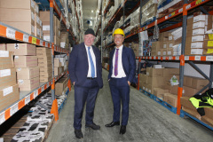 Andrew Lynas MD of Lynas Foodservices with Minister of State for N.Ireland Conor Burns on a tour of the Lynas' premises at Loughanhill Industrial Estate.   08 Minister at Lynas'