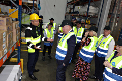 Andrew Lynas MD of Lynas Foodservices with Minister of State for N.Ireland Conor Burns and Causeway Chamber of Commerce members on a tour of the Lynas' premises at Loughanhill Industrial Estate.   09 Minister at Lynas'