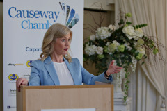 Camilla Long of Bespoke Communications hosting the Causeway Chamber's Pre  Party Election debate held at the Lodge Hotel.   01 Pre Party Election Debate 2022
