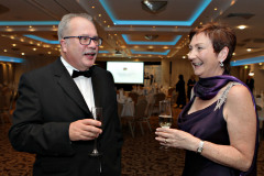 Ian Donaghey of Irwin Donaghey and Stockman with Anne Marie McGoldrick Chamber Vice President at the Annual President's Dinner held in the Lodge Hotel. 14 Causeway