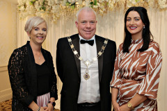 Chamber President David Boyd with Lisa Coyle and Marisa McWilliams of City of Derry Airport at the Annual President's Dinner held in the Lodge Hotel. 23 Causeway