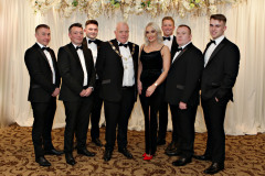 Chamber President David Boyd with the staff of Roadside Garages at the Annual President's Dinner held in the Lodge Hotel.         21 Causeway
