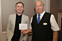 Carl Frampton signing his autograph for Ronnie Carson before the President\'s Annual Dinner, held at the Royal Court. 18 Presidents Dinner Formal