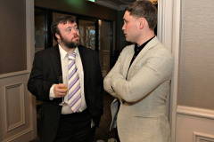 Oscar winner James Martin chatting with special guest boxer Carl Frampton MBE at the VIP drinks reception before the President\'s Annual Dinner, held at the Royal Court.    19 Presidents Dinner Formal
