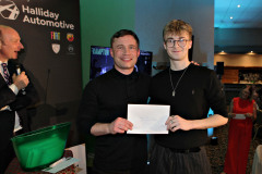 Tom Yates receiving his prize draw from special guest boxer Carl Frampton MBE at the President\'s Annual Dinner held at the Royal Court. 62 Presidents Dinner Formal