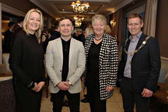 Karen Yates CEO Causeway Chamber with special guest boxer Carl Frampton MBE,  Ellvena Graham Chair Tourism NI and James Kilgore President Causeway Chamber at the VIP drinks reception before the President\'s Annual Dinner, held at the Royal Court.    21 Presidents Dinner Formal