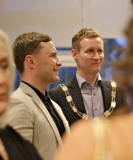 Special guest boxer Carl Frampton MBE with James Kilgore President Causeway Chamber at the VIP drinks reception before the President\'s Annual Dinner, held at the Royal Court.    24 Presidents Dinner Formal