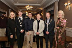 Karen Yates CEO Causeway Chamber, Andrew Fleming President Londonderry Chamber, event partner Lexy Halliday M.D. Halliday Automotive, special guest boxer Carl Frampton MBE, James Kilgore President Causeway Chamber with  and Anna Doherty CEO Londonderry Chamber at the VIP drinks reception before the President\'s Annual Dinner, held at the Royal Court.    31 Presidents Dinner Formal