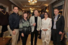Event partner Lexy Halliday M.D. Halliday Automotive, Pauline Scullin, special guest boxer Carl Frampton MBE, Beverley Halliday and James Kilgore President Causeway Chamber at the VIP drinks reception before the President's Annual Dinner, held at the Royal Court.    32 Presidents Dinner Formal