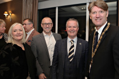 Professor of Health Science at UU Suzanne Martin, Aidan O\'Kane of Allstate, Malachy O\'Neill of the Ulster University and Andrew Fleming President Londonderry Chamber at the VIP drinks reception before the President\'s Annual Dinner, held at the Royal Court. 35 Presidents Dinner Formal