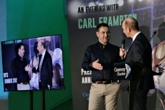 At the President's Annual Dinner, held at the Royal Court, is event partner Lexy Halliday M.D. of Halliday Automotive being interviewed by the BBC's Stephen Watson. 45 Presidents Dinner Formal